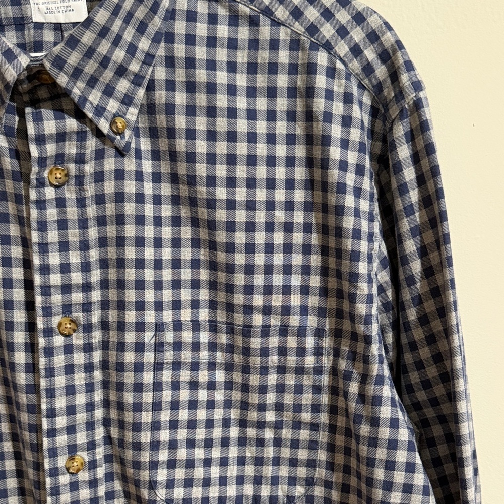 Brooks Brothers Men Large Navy/Gray Square Single Pocket Button Down Shirt Soft - Picture 3 of 11